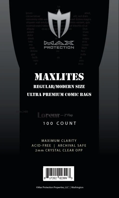 100ct Pack Maxlites 2 Regular / Modern Comic Bags - 7x10-1/2"