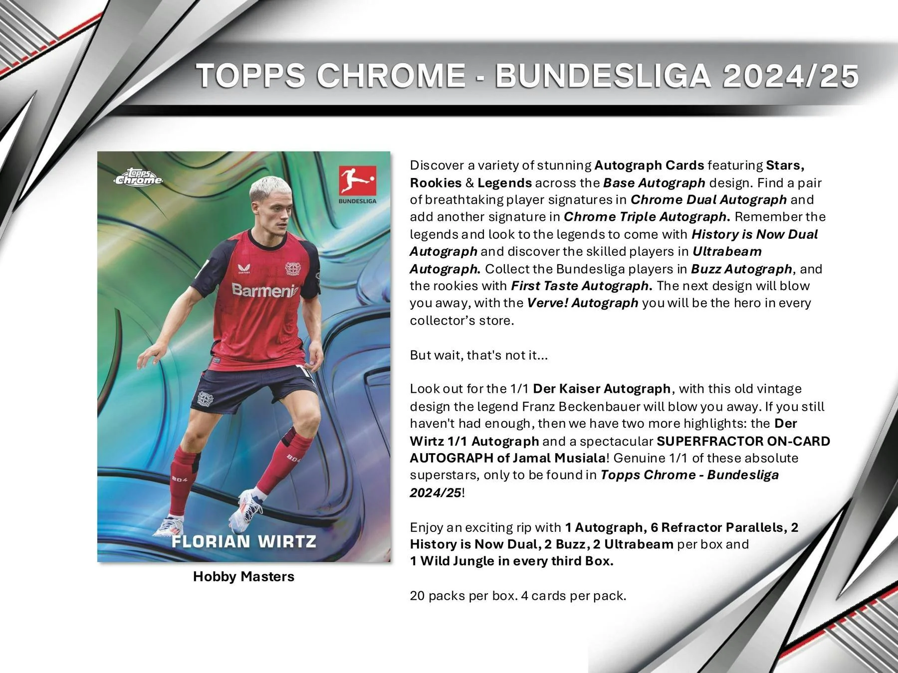 2024-25 Topps Chrome Bundesliga Hobby Box | Columbia Sports Cards & More - Image 4