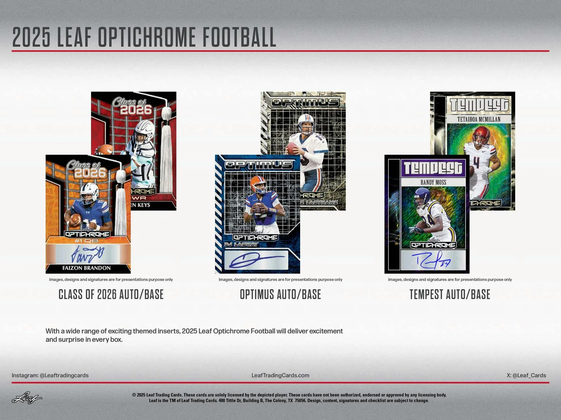 2025 Leaf Optichrome Football Hobby Box | Columbia Sports Cards - Image 4