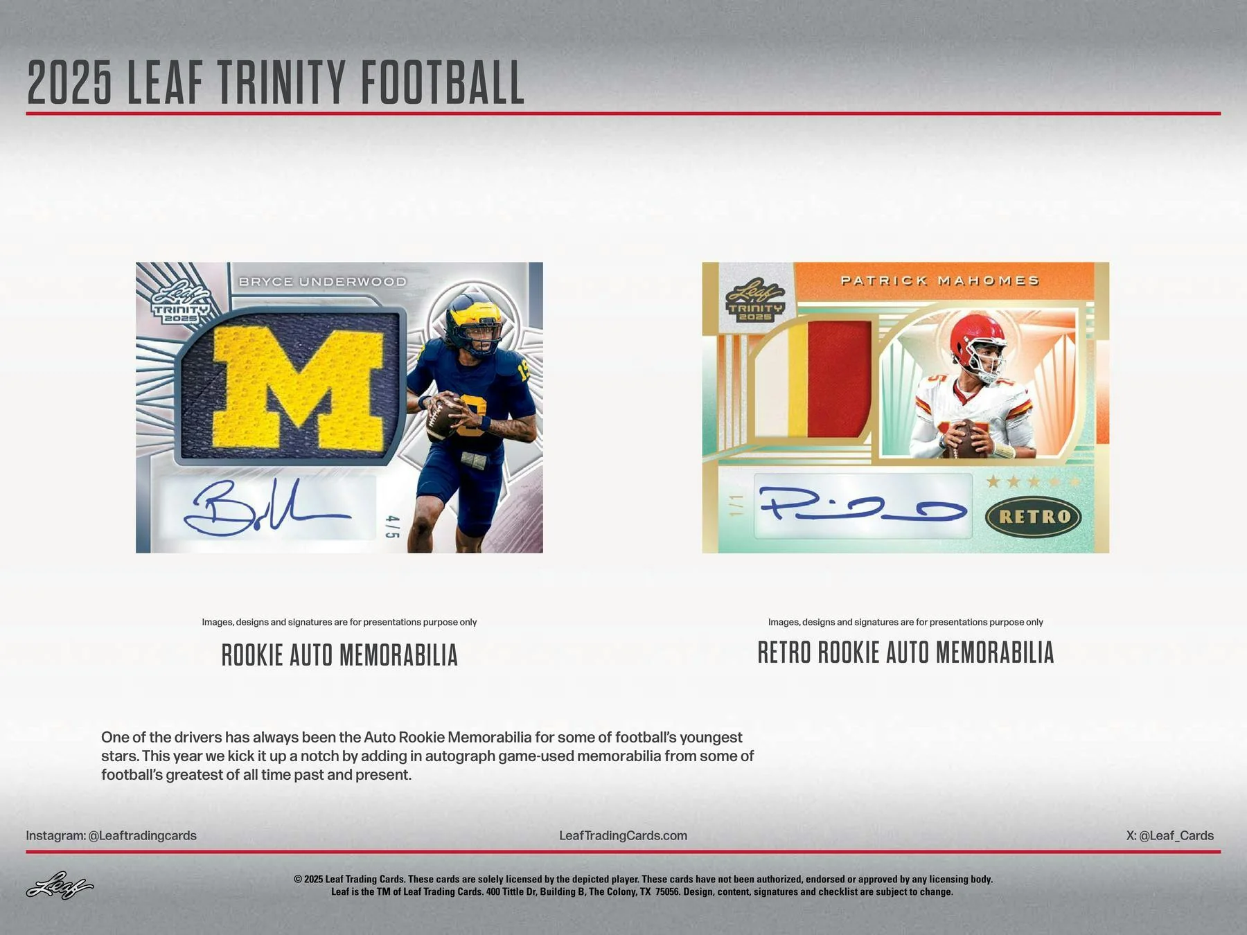 2025 Leaf Trinity Football Jumbo Hobby Box | Columbia Sports Cards - Image 4