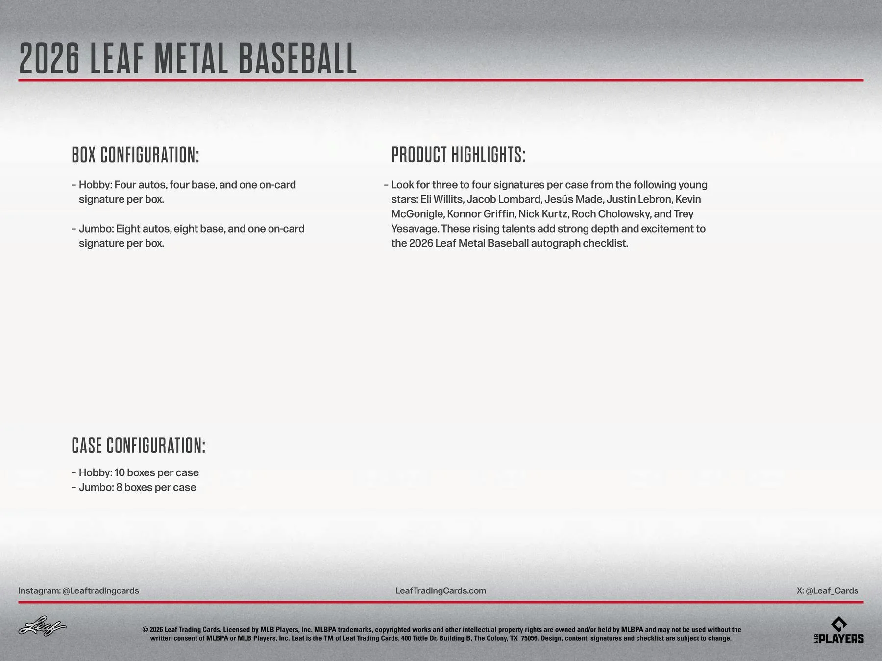 2026 Leaf Metal Baseball Hobby Box | Columbia Sports Cards - Image 7
