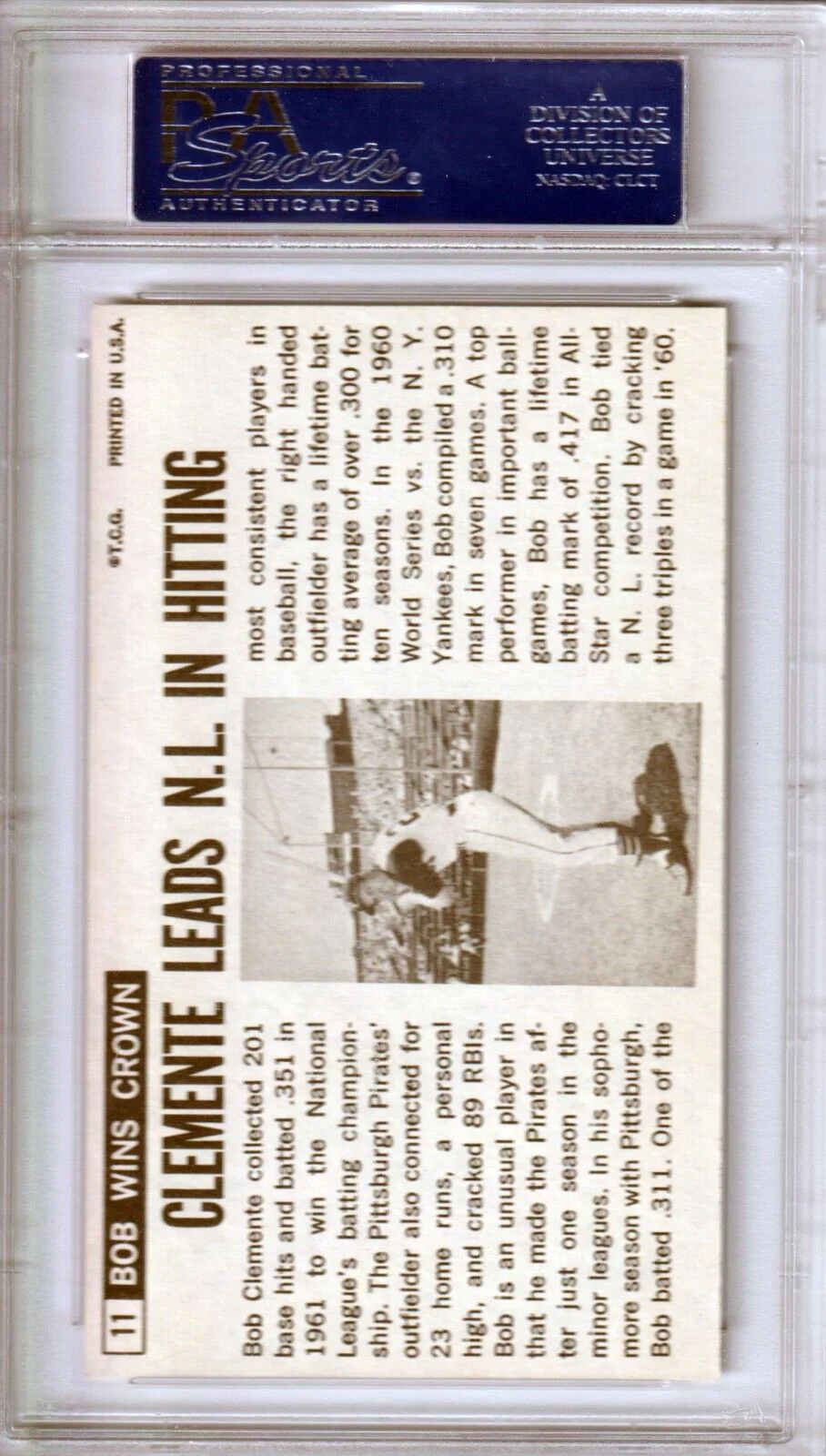 BOB ROBERTO CLEMENTE 1964 Topps Giants #11 PSA 8 NM-MT - PIRATES - Image 2