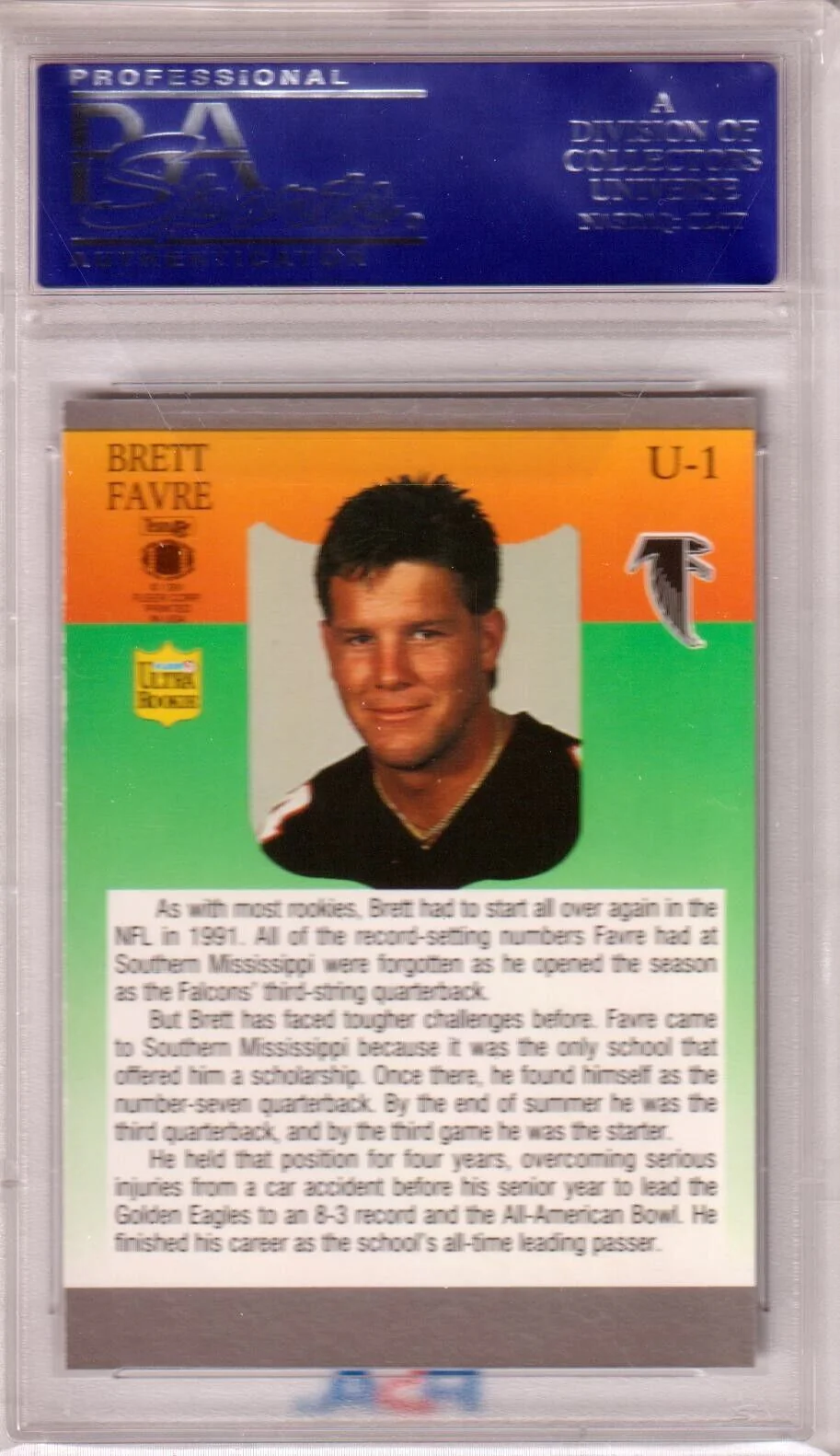 BRETT FAVRE 1991 Fleer Update Ultra Rookie RC #U-1 PSA 10 GEM MINT - FALCONS - Image 2