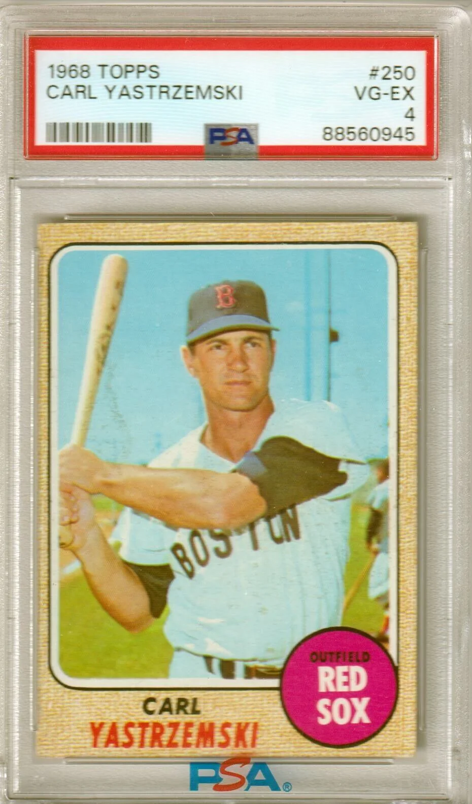 CARL YASTRZEMSKI 1968 Topps #250 PSA 4 VG-EX - RED SOX