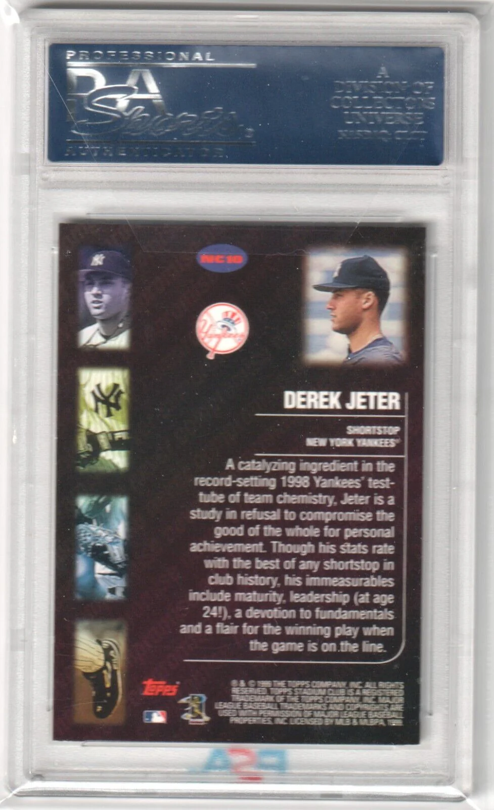 DEREK JETER 1999 Topps Stadium Club Never Compromise PSA 10 GEM MINT - YANKEES - Image 2