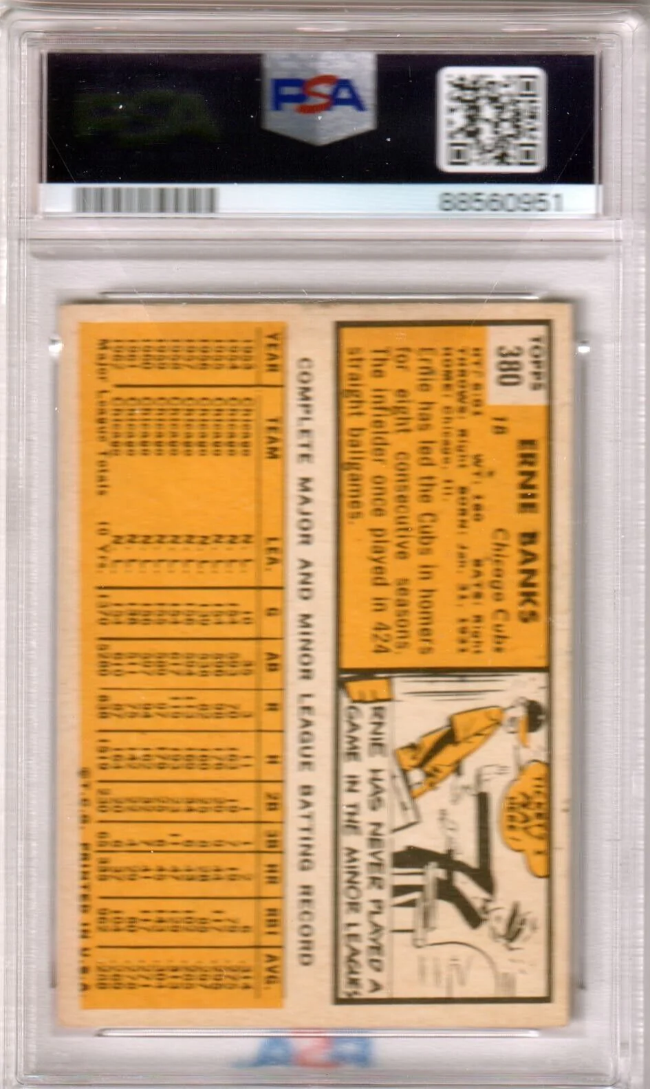 ERNIE BANKS 1959 Topps #380 PSA 4 VG-EX - CUBS - Image 2