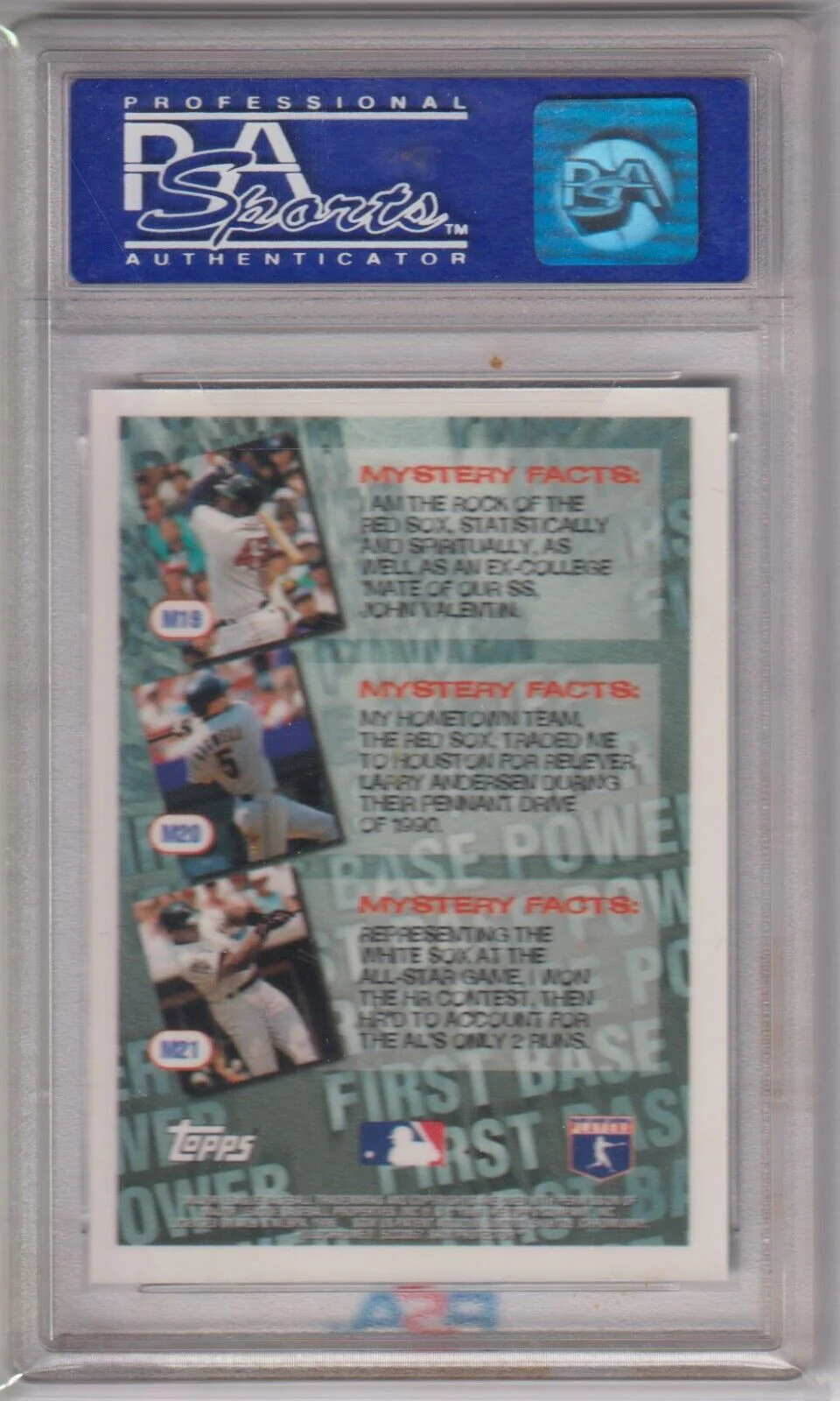 FRANK THOMAS 1996 Topps Mystery Finest #M21 PSA 9 MINT - WHITE SOX - Image 2