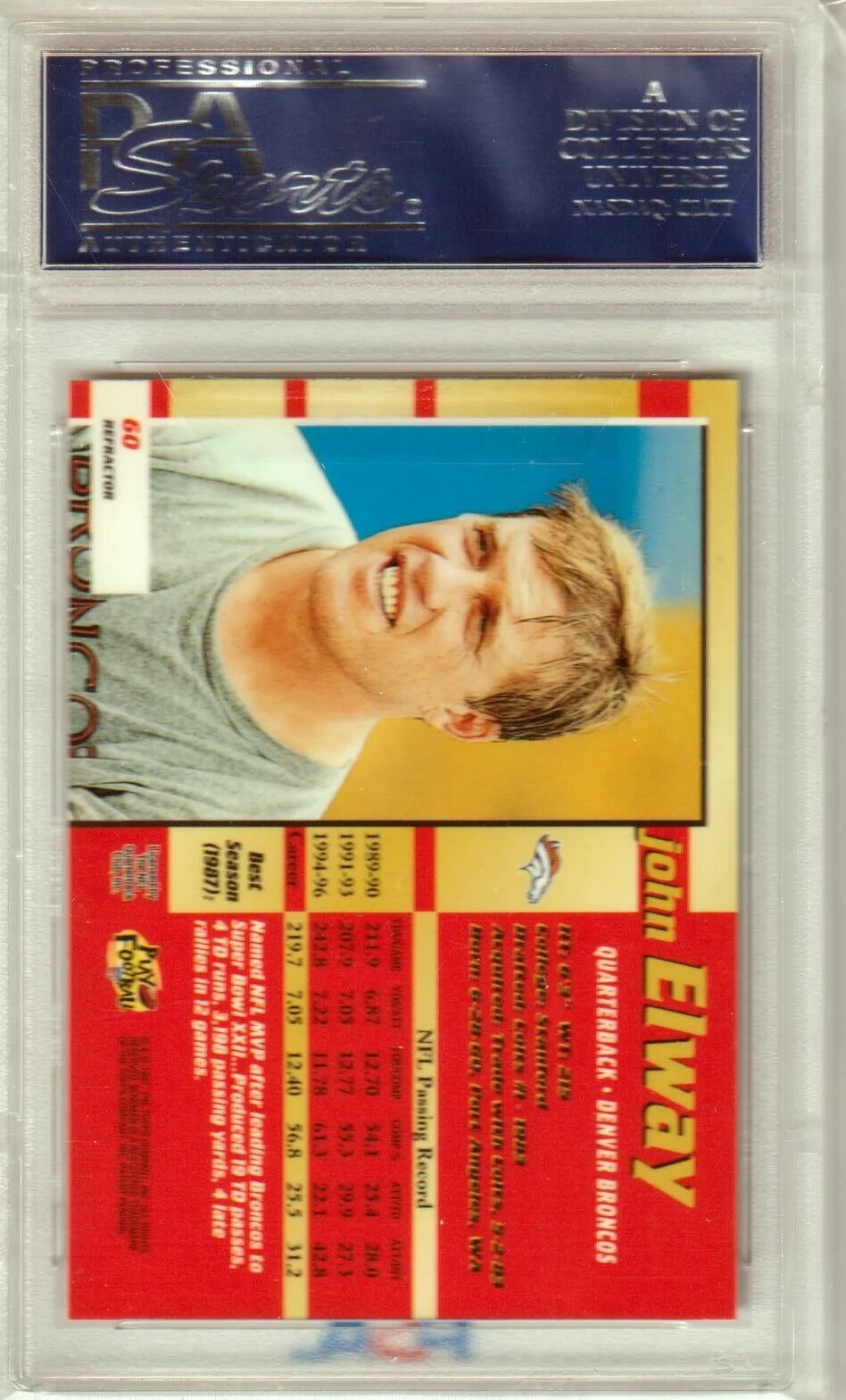 JOHN ELWAY 1997 Bowman's Best Refractor #60 PSA 10 GEM MINT - BRONCOS - Image 2