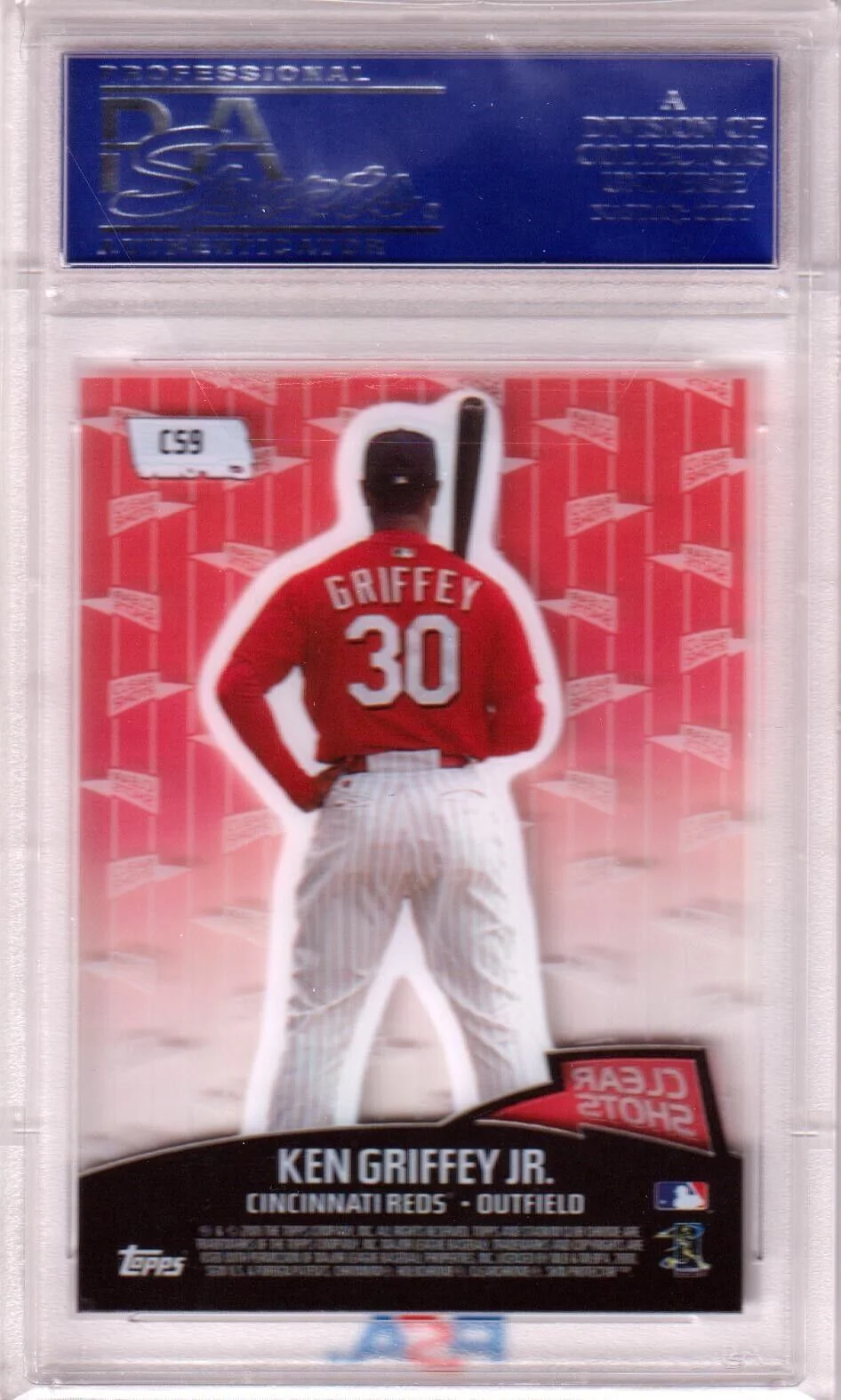 KEN GRIFFEY JR 2000 Topps Stadium Club Chrome Clear Shots PSA 10 GEM MINT POP 20 - Image 2