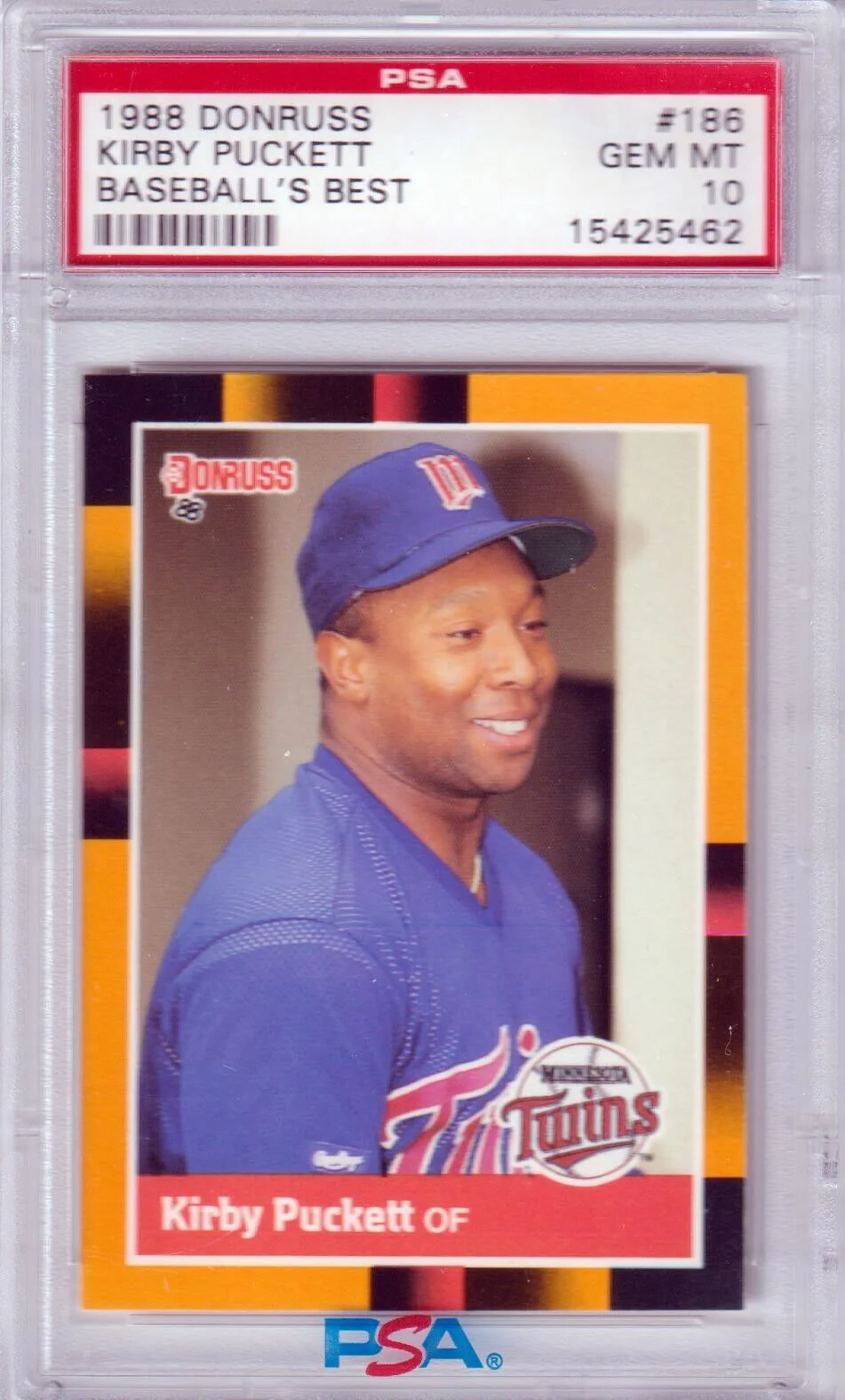 KIRBY PUCKETT 1988 Donruss Baseball's Best #186 PSA 10 GEM MINT - TWINS