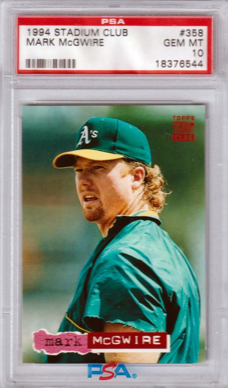 MARK McGWIRE 1994 Topps Stadium Club #358 PSA 10 GEM MINT - ATHLETICS
