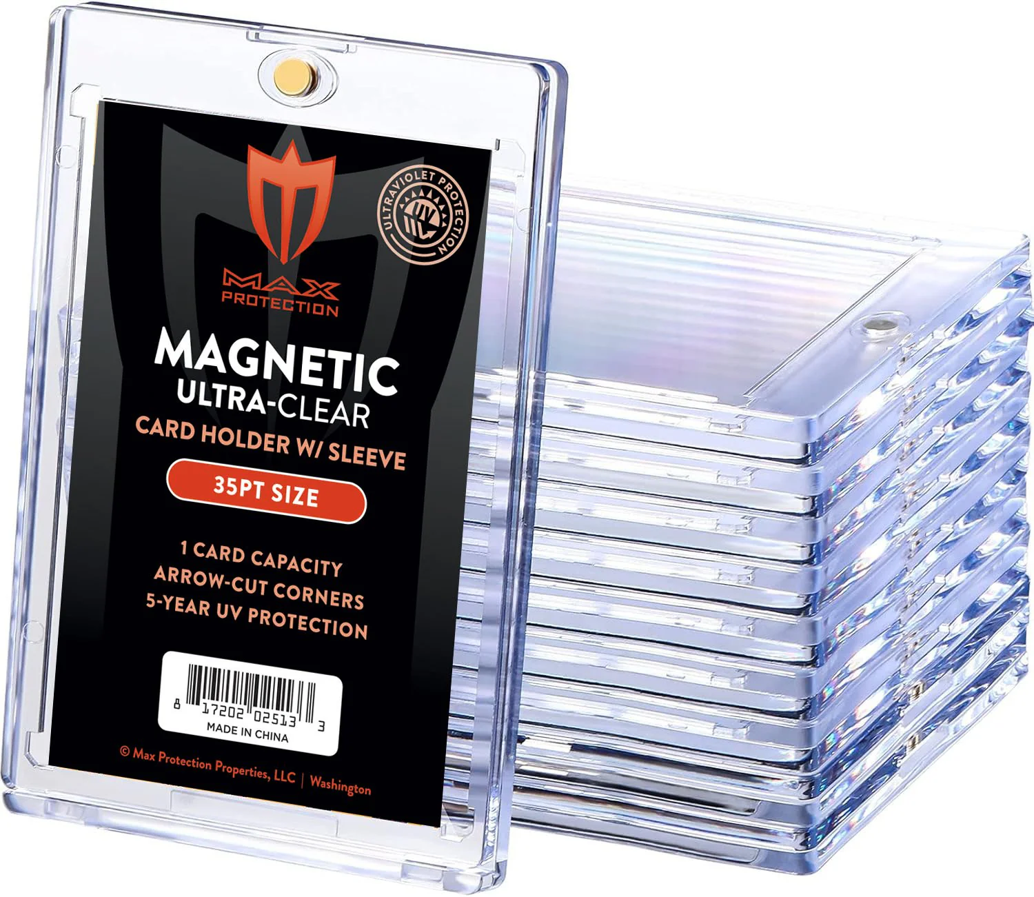 Max Pro Ultra Clear Magnetic Card Holder 35pt w/Sleeve Size