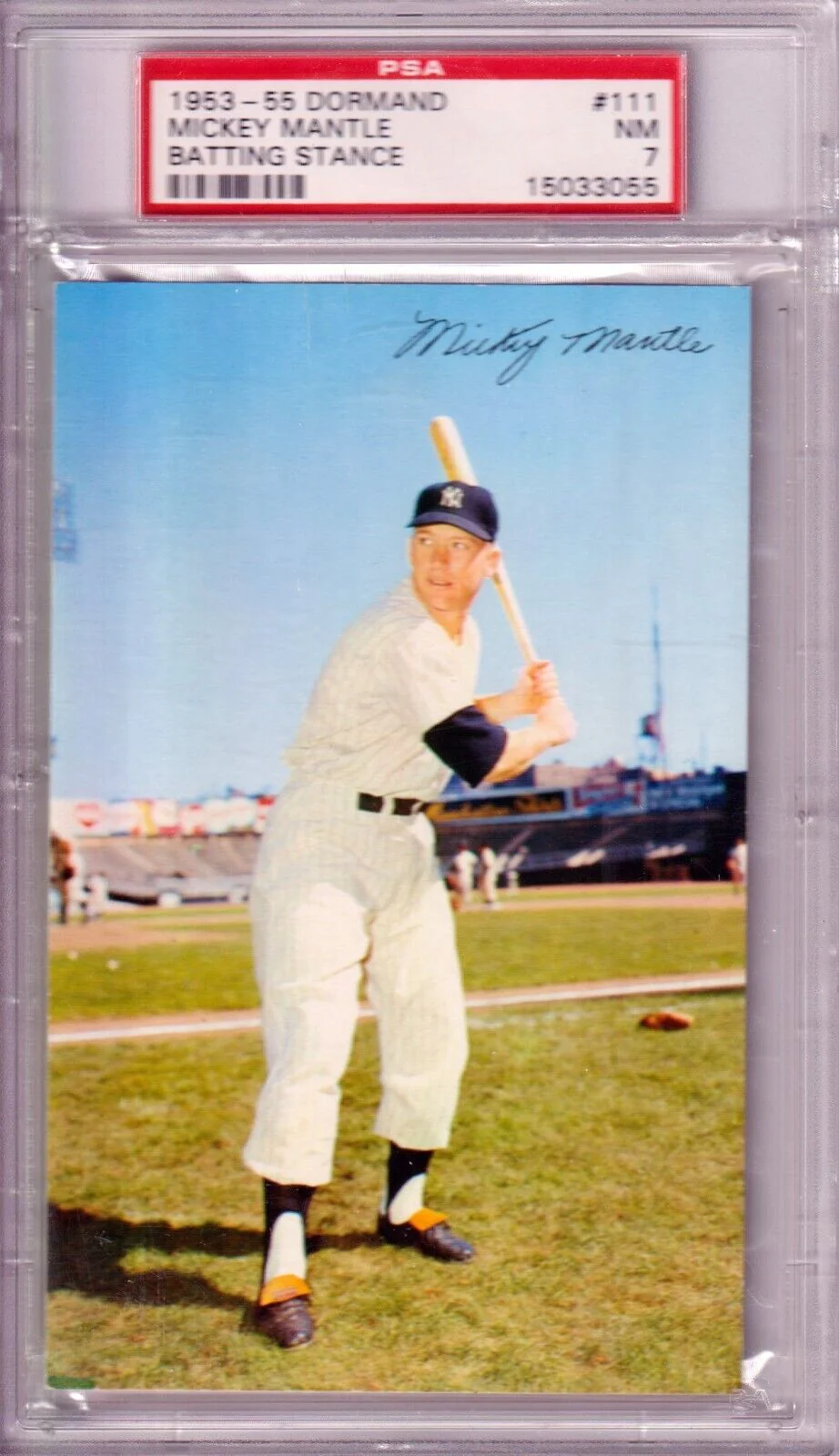 MICKEY MANTLE 1953-55 Dormand Batting Stance #111 PSA 7 NM - YANKEES