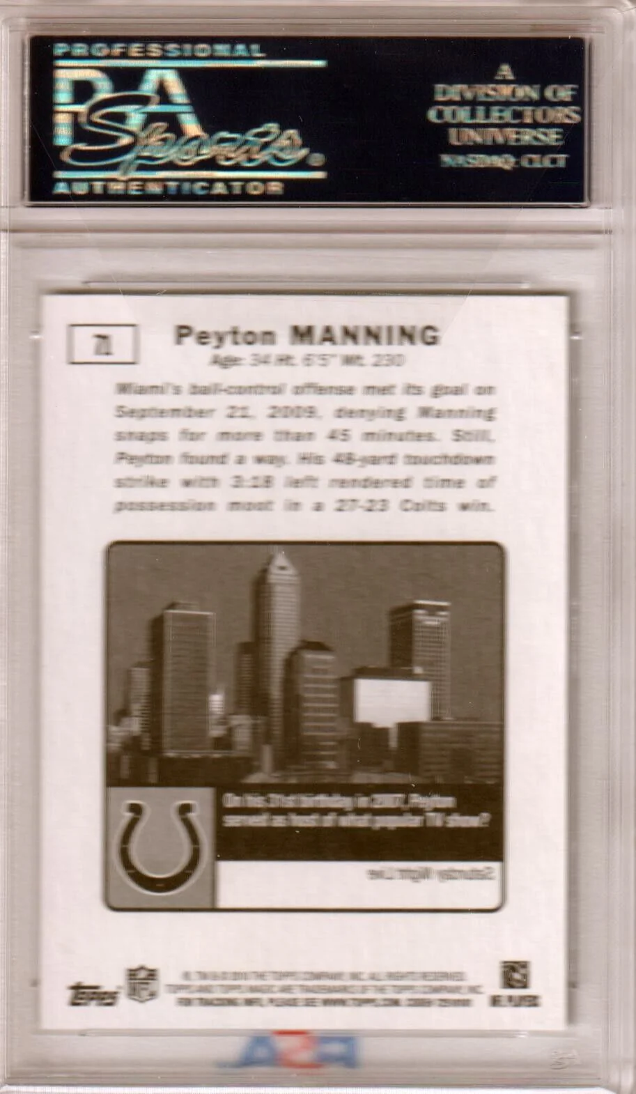 PEYTON MANNING 2010 Topps Magic #71 PSA 10 GEM MINT - COLTS - Image 2