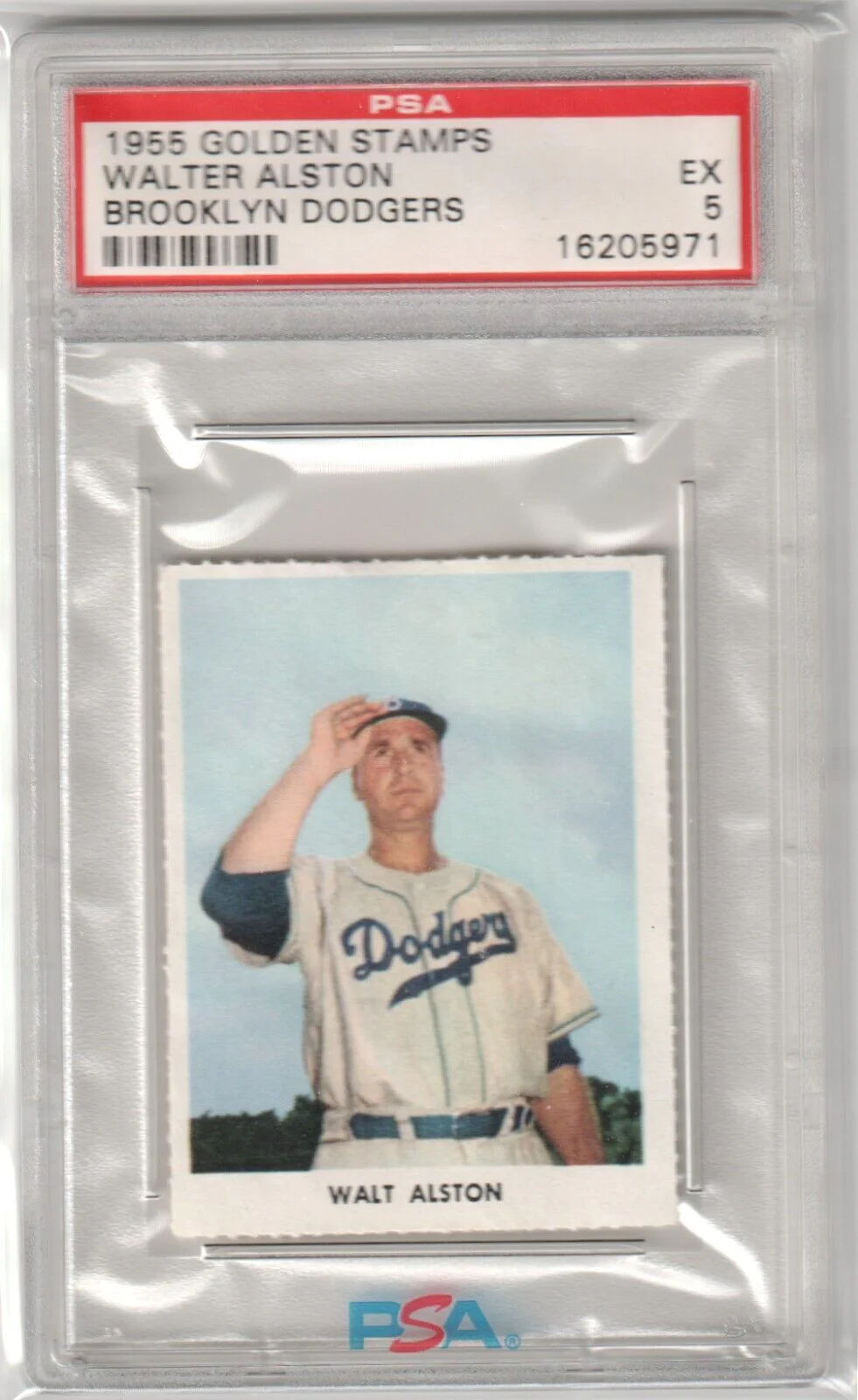WALTER ALSTON 1955 Golden Stamps PSA 5 EX - BROOKLYN DODGERS