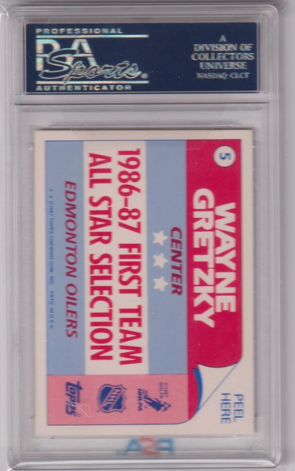 WAYNE GRETZKY 1987-88 Topps Stickers #5 PSA 9 MINT - OILERS - Image 2