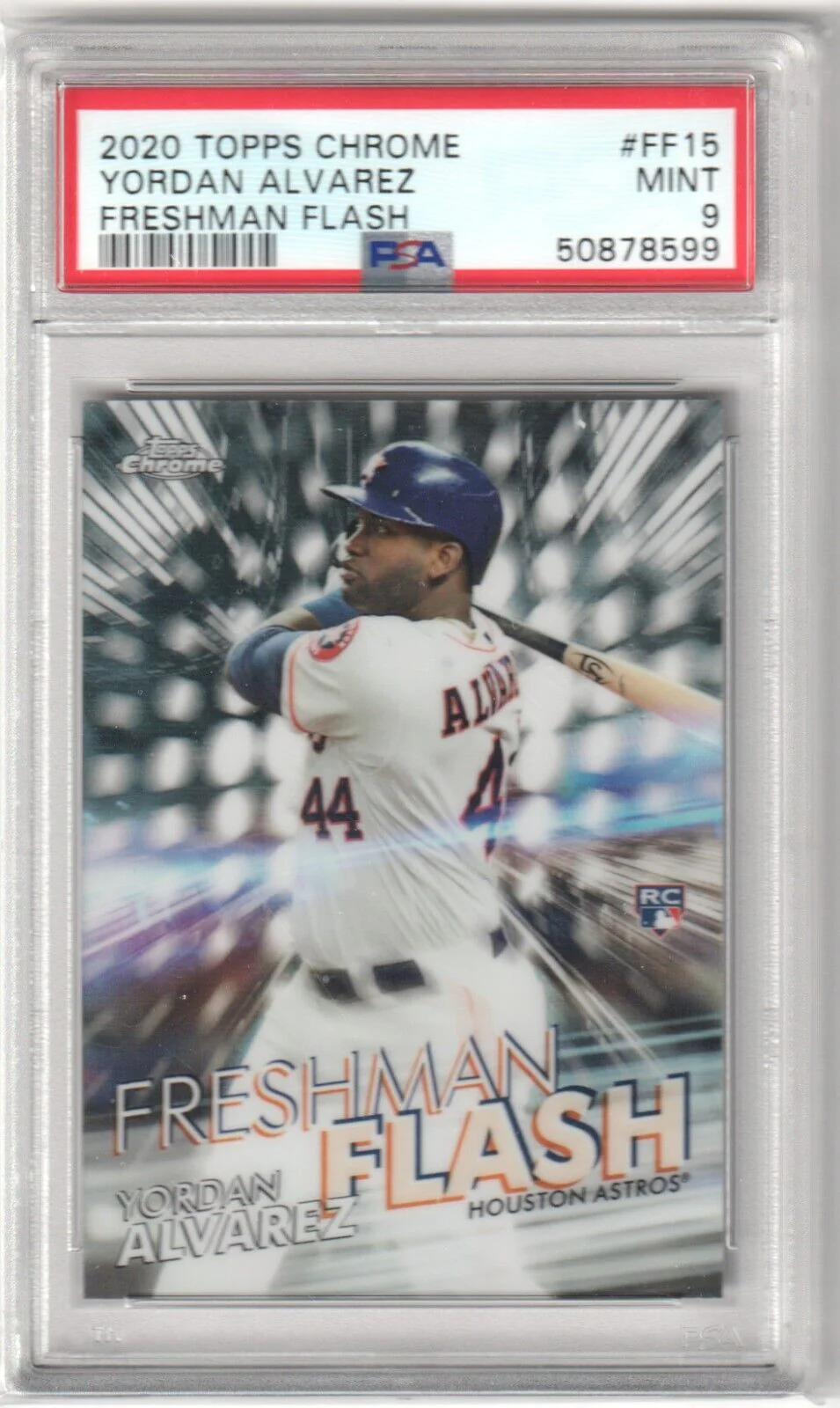 YORDAN ALVAREZ 2020 Topps Chrome RC Rookie Freshman Flash PSA 9 MINT - ASTROS